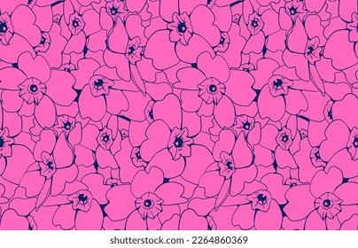 Floral pattern seamless background. Foliage and flower wallpaper design of nature. Vector illustration.