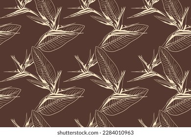 Floral pattern seamless background. Foliage and flower wallpaper design of nature. Vector illustration.