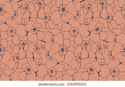 Floral pattern seamless background. Foliage and flower wallpaper design of nature. Vector illustration.