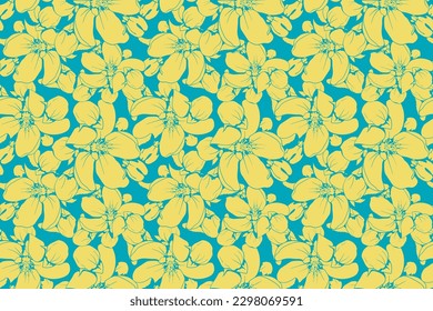 Floral pattern seamless background. Foliage and flower wallpaper design of nature. Vector illustration.