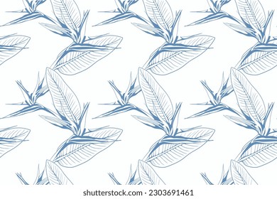 Floral pattern seamless background. Foliage and flower wallpaper design of nature. Vector illustration.