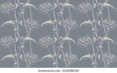 Floral pattern seamless background. Foliage and flower wallpaper design of nature. Vector illustration.