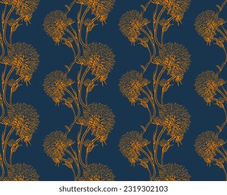 Floral pattern seamless background. Foliage and flower wallpaper design of nature. Vector illustration.