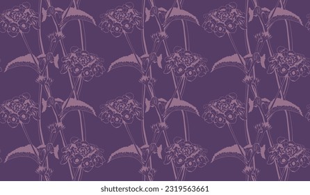 Floral pattern seamless background. Foliage and flower wallpaper design of nature. Vector illustration.