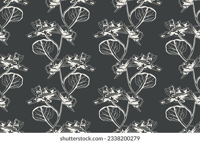 Floral pattern seamless background. Foliage and flower wallpaper design of nature. Vector illustration.