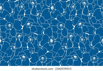 Floral pattern seamless background. Foliage and flower wallpaper design of nature. Vector illustration.