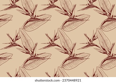 Floral pattern seamless background. Foliage and flower wallpaper design of nature. Vector illustration.