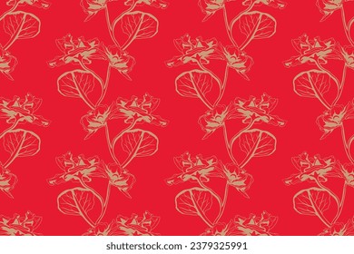 Floral pattern seamless background. Foliage and flower wallpaper design of nature. Vector illustration.