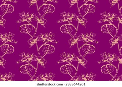 Floral pattern seamless background. Foliage and flower wallpaper design of nature. Vector illustration.