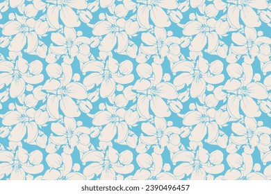 Floral pattern seamless background. Foliage and flower wallpaper design of nature. Vector illustration.