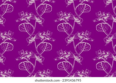 Blumenmuster, nahtloser Hintergrund. Blattdesign und floraler Tapetendesign der Natur. Vektorgrafik.