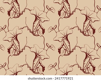 Floral pattern seamless background. Foliage and flower wallpaper design of nature. Vector illustration.