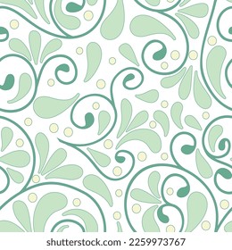 patrón floral, fondo de patrón sin soldadura, patrón de adorno vectorial verde con palos azules