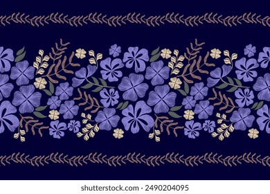 Blumenmuster nahtlose blaue Indigo-Blumen-Motive Stickerei Textur. Ethnische orientalische Muster Stil abstrakte Muster Vektorillustration. Design für Print-Vorlage-Mode. 