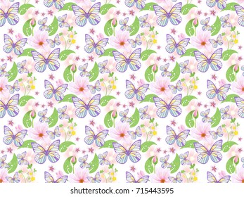 floral pattern seamless with butterfly