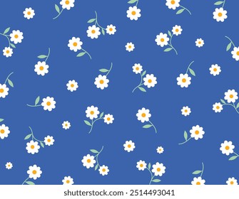 Floral pattern seamless. Cute daisy flower. Design for fabric, textile, wallpaper, clothing. Small flower. floral background. vector illustration.
