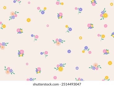 Floral pattern seamless. Cute daisy flower. Design for fabric, textile, wallpaper, clothing. Small flower. floral background. vector illustration.