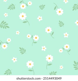 Padrão floral sem emenda. Flor de margarida bonita. Design para tecidos, têxteis, papel de parede, roupas. Flor pequena. fundo floral. ilustração vetorial.