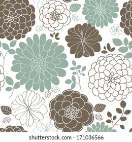 Floral pattern seamless. Decorative wallpaper with retro flowers. Vector illustration