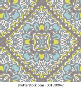 Floral pattern seamless design. Vintage square tiles with floral petals ornament