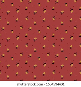 Floral Pattern. Seamless ditsy floral with polka dot. Multi Color.