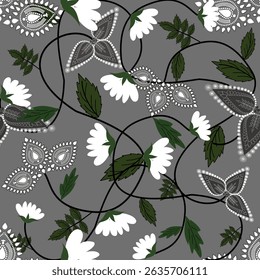 Floral pattern seamless ,flower branches seamless pattern , vector , illustration ,flowers pattern design Seamless flower pattern with colorful little flowers. Simple flat bright flowers background