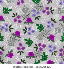 Floral pattern seamless ,flower branches seamless pattern , vector , illustration ,flowers pattern design Seamless flower pattern with colorful little flowers. Simple flat bright flowers background