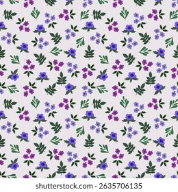 Patrón floral sin fisuras, ramificaciones de flores sin fisuras, Vector, ilustración, diseño de patrón de flores Patrón de flores sin fisuras con flores pequeñas de colores. Fondo plano simple de flores brillantes