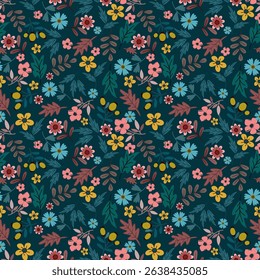 Floral pattern seamless ,flower branches seamless pattern , vector , illustration ,flowers pattern design Seamless flower pattern with colorful little flowers. Simple flat bright flowers background