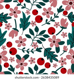 Floral pattern seamless ,flower branches seamless pattern , vector , illustration ,flowers pattern design Seamless flower pattern with colorful little flowers. Simple flat bright flowers background