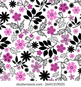  Floral pattern seamless ,flower branches seamless pattern , vector , illustration ,flowers pattern design Seamless flower pattern with colorful little flowers. Simple flat bright flowers background