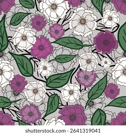  Floral pattern seamless ,flower branches seamless pattern , vector , illustration ,flowers pattern design Seamless flower pattern with colorful little flowers. Simple flat bright flowers background