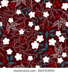  Floral pattern seamless ,flower branches seamless pattern , vector , illustration ,flowers pattern design Seamless flower pattern with colorful little flowers. Simple flat bright flowers background