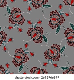 Padrão floral sem emenda, ramos de flores padrão sem emenda, estético, padrão de flores jacobino Padrão de flores sem emenda com flores pequenas coloridas. Plano simples fundo de flores brilhantes