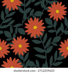 Floral pattern seamless ,flower branches seamless pattern ,aesthetic ,Jacobean flowers pattern design Seamless flower pattern with colorful little flowers. Simple flat bright flowers background