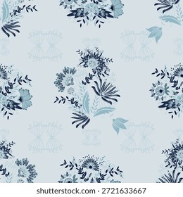 Padrão floral sem emenda, ramos de flores padrão sem emenda, vetor, ilustração, design de padrão de flores Padrão de flores sem emenda com flores pequenas coloridas. Plano simples fundo de flores brilhantes