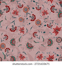 Padrão floral sem emenda, ramos de flores padrão sem emenda, vetor, ilustração, design de padrão de flores Padrão de flores sem emenda com flores pequenas coloridas. Plano simples fundo de flores brilhantes
