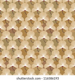 Floral pattern seamless. Flowers on brown background. Fan vector motif. Elegant wallpaper.