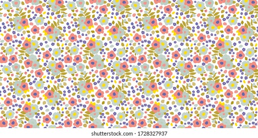 Floral pattern. Seamless flowers texture for fabric, wrapping, textiles. Simple flowery background.