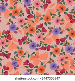 Blumenmuster. Nahtlose Blumen Textur für Stoff, Verpackung, Textilien. Einfacher blumiger Hintergrund
