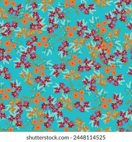 Blumenmuster. Nahtlose Blumen Textur für Stoff, Verpackung, Textilien. Einfacher blumiger Hintergrund