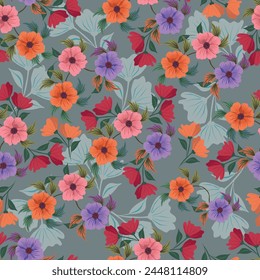 Blumenmuster. Nahtlose Blumen Textur für Stoff, Verpackung, Textilien. Einfacher blumiger Hintergrund