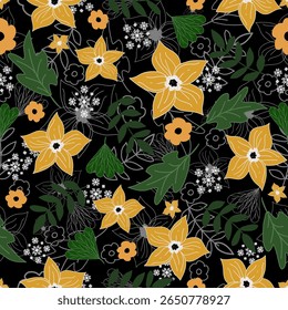 Floral pattern seamless ,hand drawn aesthetic flower seamless pattern ,flowers pattern design Seamless flower pattern with multicolored  ,floral colorful little flowers. Simple flowers background