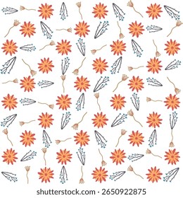 Floral pattern seamless illustration featuring artistic flowers and leaves, ideal for wallpapers, branding, and textile applications.