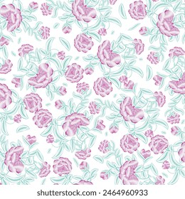floral pattern seamless pattern on a transparent background Black line botanical pattern
