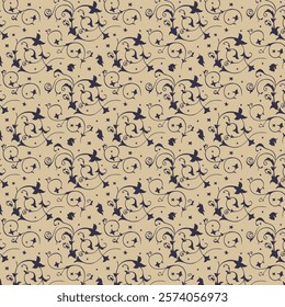 floral pattern seamless ornament elegant swirls ornament leaves branch blossom