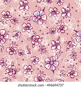 Floral pattern seamless. Ornament flowers pattern vector. Seamless vector vintage pattern with bouquet flowers