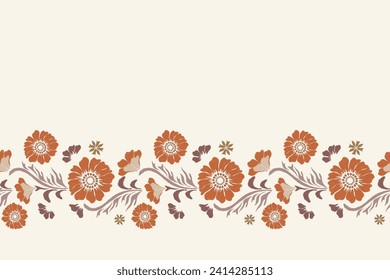 Patrón floral de bordado paisley sin fisuras sobre fondo blanco. Color de fondo de la flor de silueta borde de fondo de color barroco estilo abstracto ilustración vectorial vintage diseño para plantilla de impresión.