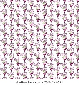 Floral pattern seamless repeat of delicate white and purple flowers