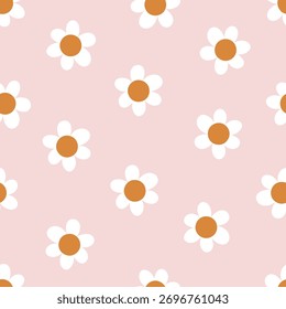 Patrón floral. Impresión repetitiva sin costuras con flores de margarita. Diseño de fondo sin fin, naturaleza de verano. Florece la manzanilla, textura imprimible para la materia textil, envoltura, tela. Ilustración vectorial plana